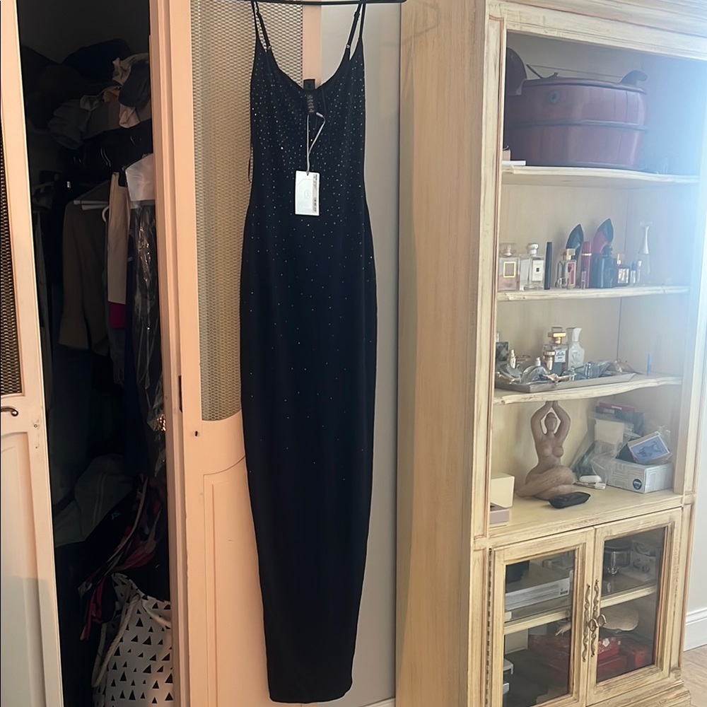 SKIMS x Swarovski limited edition jelly sheer cami long dress black